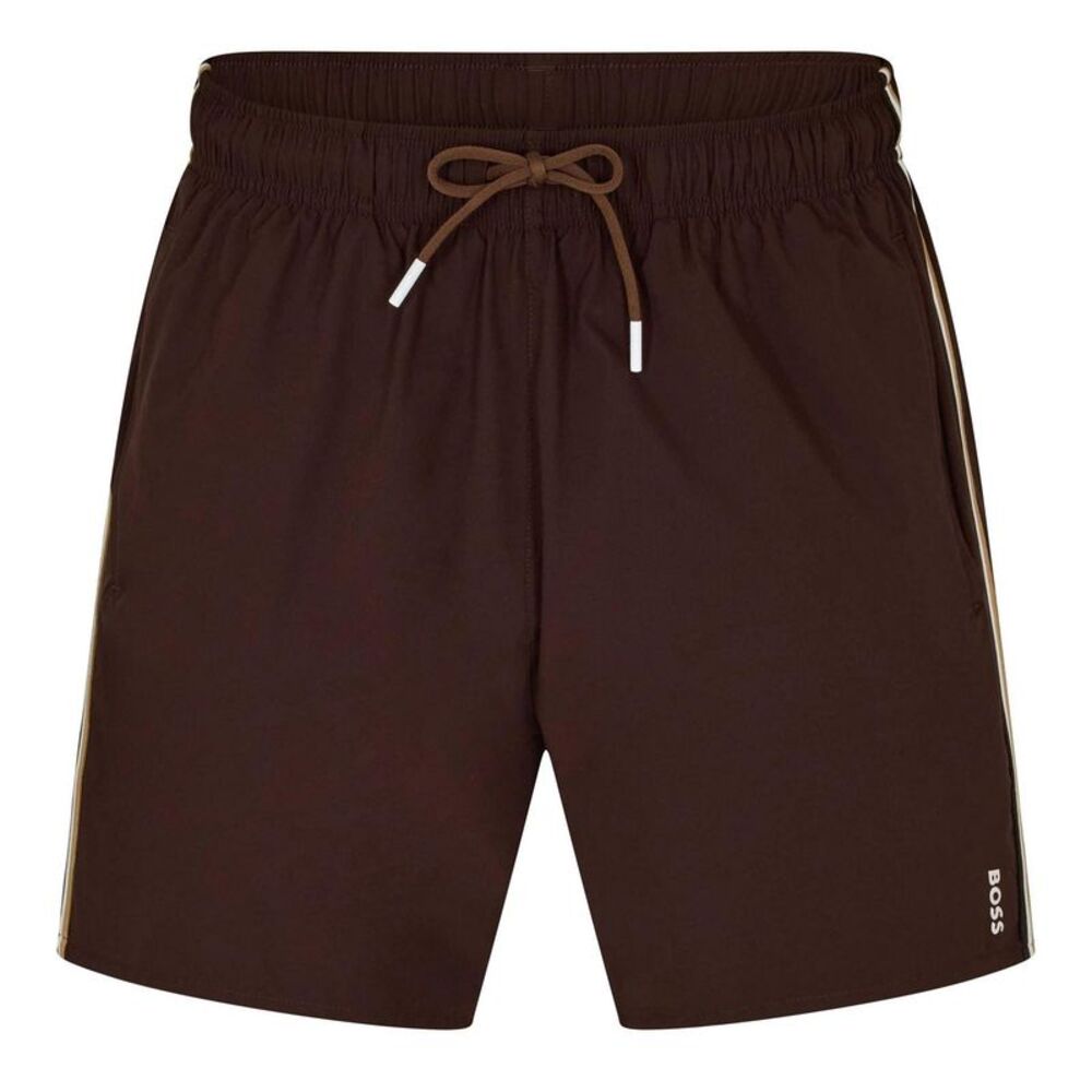 Boss Mens Iconic Logo Swim Shorts / Dark Brown